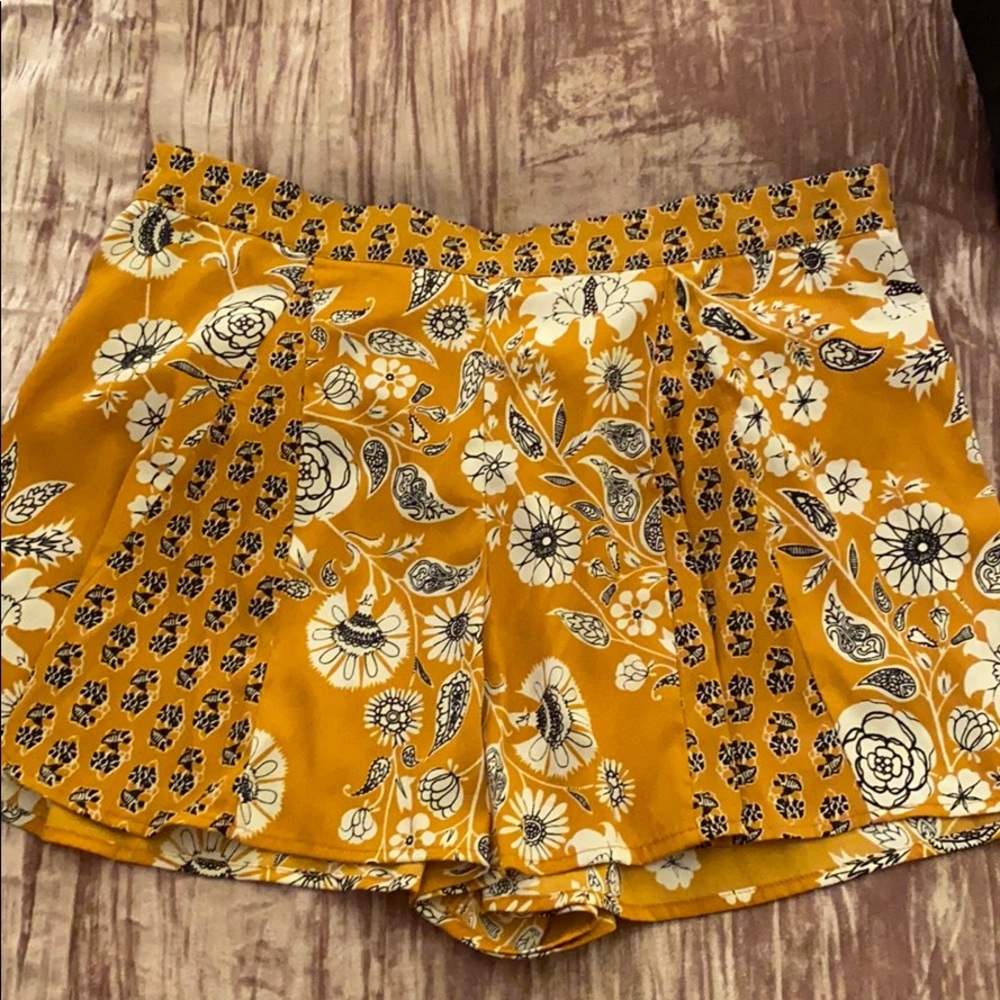Yellow Flowy Floral Shorts